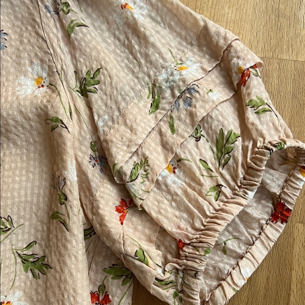 MADEWELL 🌸 Floral Button-Up Blouse in Light pink/beige Sz S - Picture 5 of 7